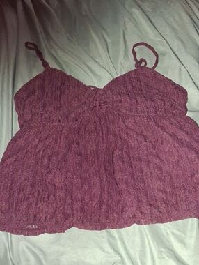 No Boundaries Plum Lace-Texture Spaghetti Strap Cami